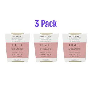 3 PACK Aromaworks 2.65oz Candles Amyris and Orange Soy Wax Essential Oils